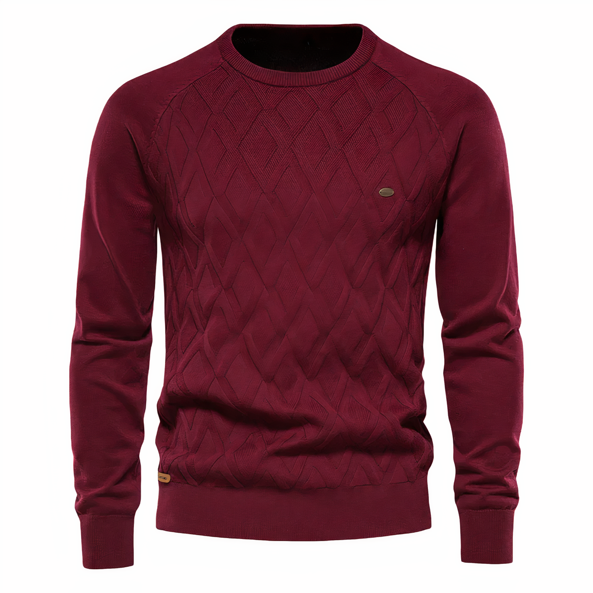 Pull en tricot à losanges élégant pour homme – Coupe confortable - Rouge