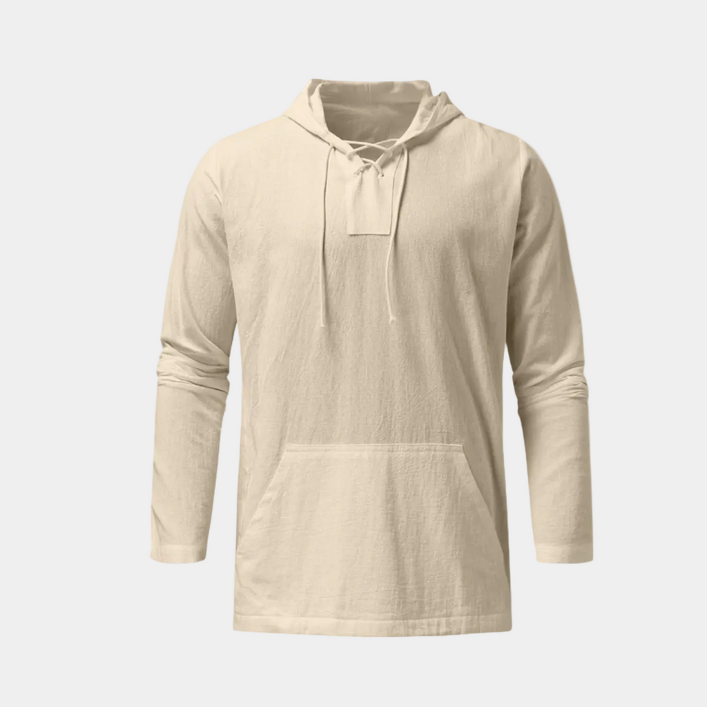 Pull homme à capuche lacets - Beige