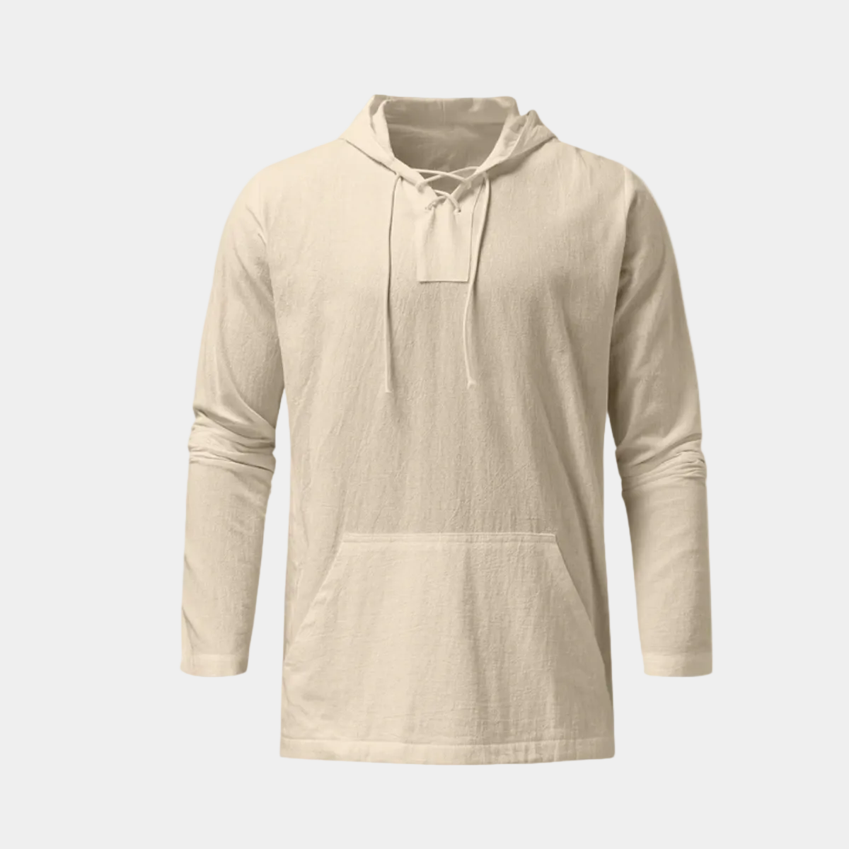 Pull homme à capuche lacets - Beige