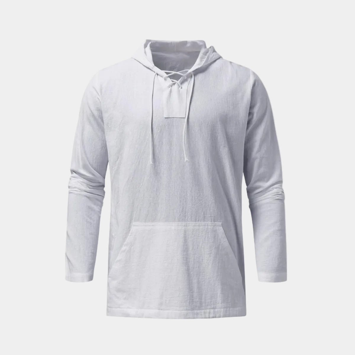 Pull homme à capuche lacets - Blanc