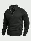 Pull Homme Col Montant Stylé – Pull Demi-Zip Confortable - Noir