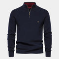 Pull homme col montant zippé - Bleu marine
