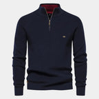 Pull homme col montant zippé - Bleu marine