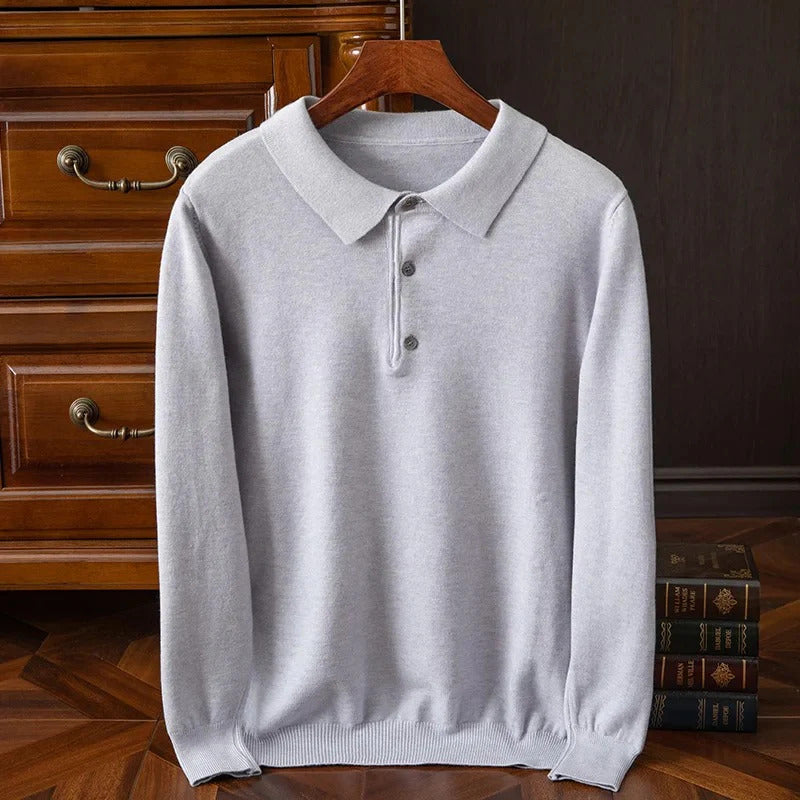 Pull homme col polo boutonné - Gris