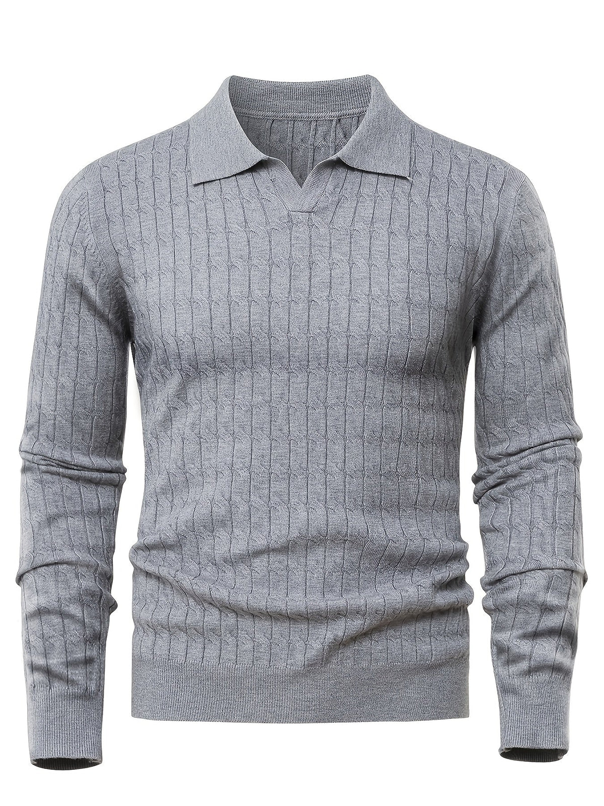 Pull homme col polo - Gris clair