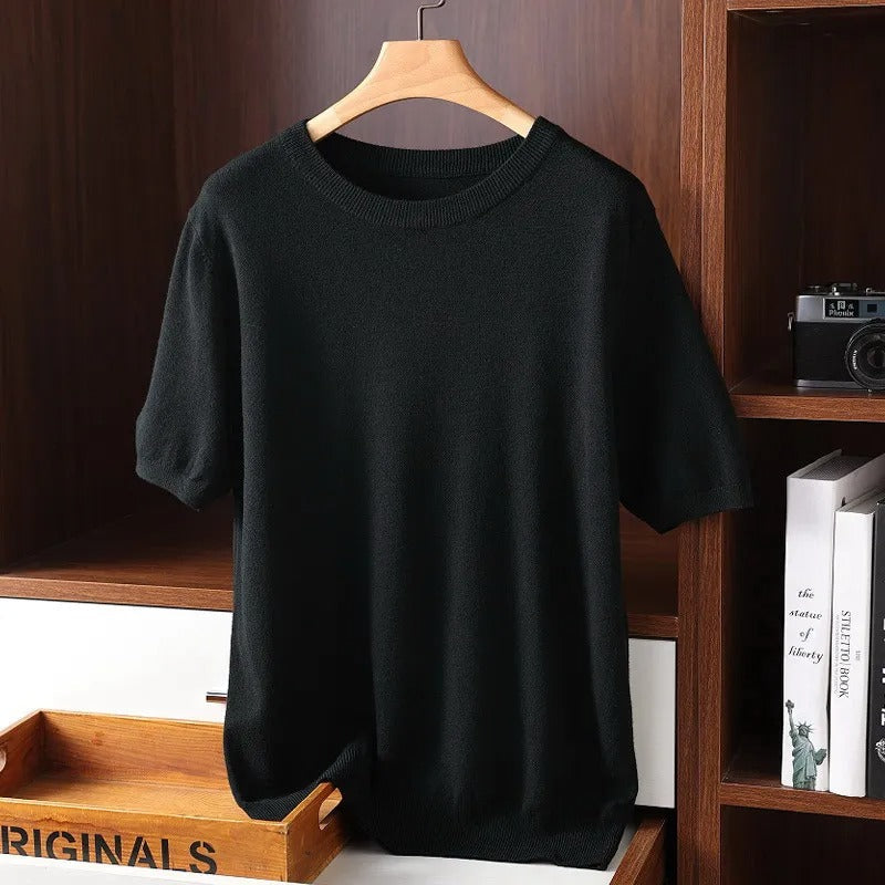 Pull homme col rond manches courtes - image 2