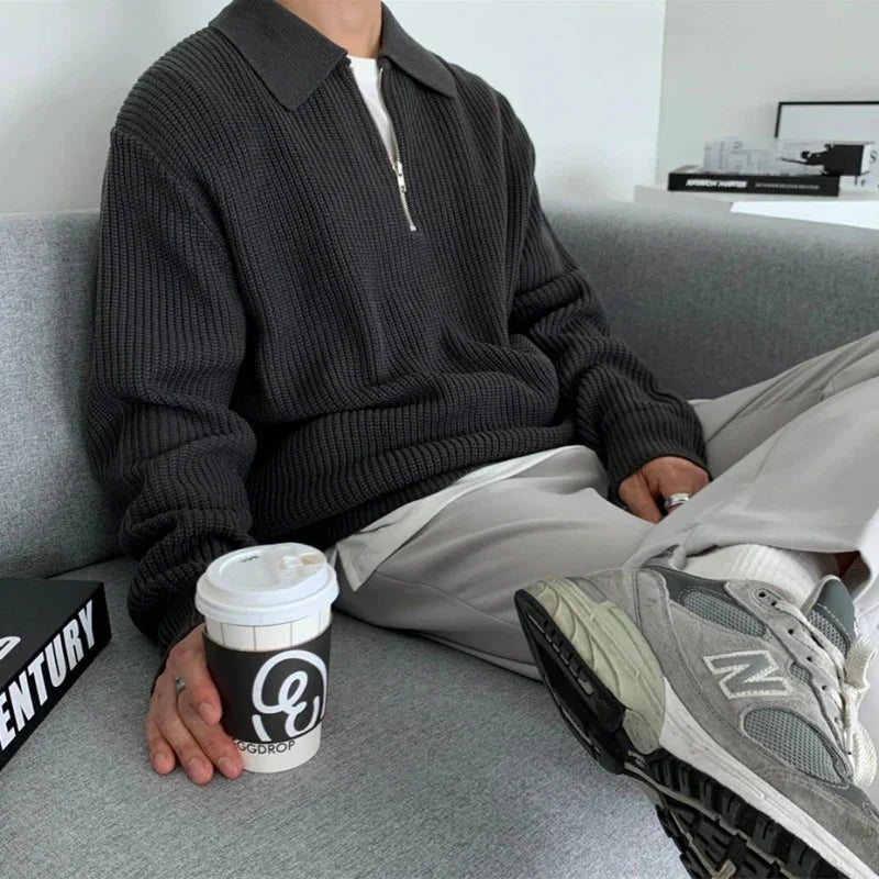 Pull homme col zippé - Noir