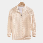 Pull homme demi-zip - Beige