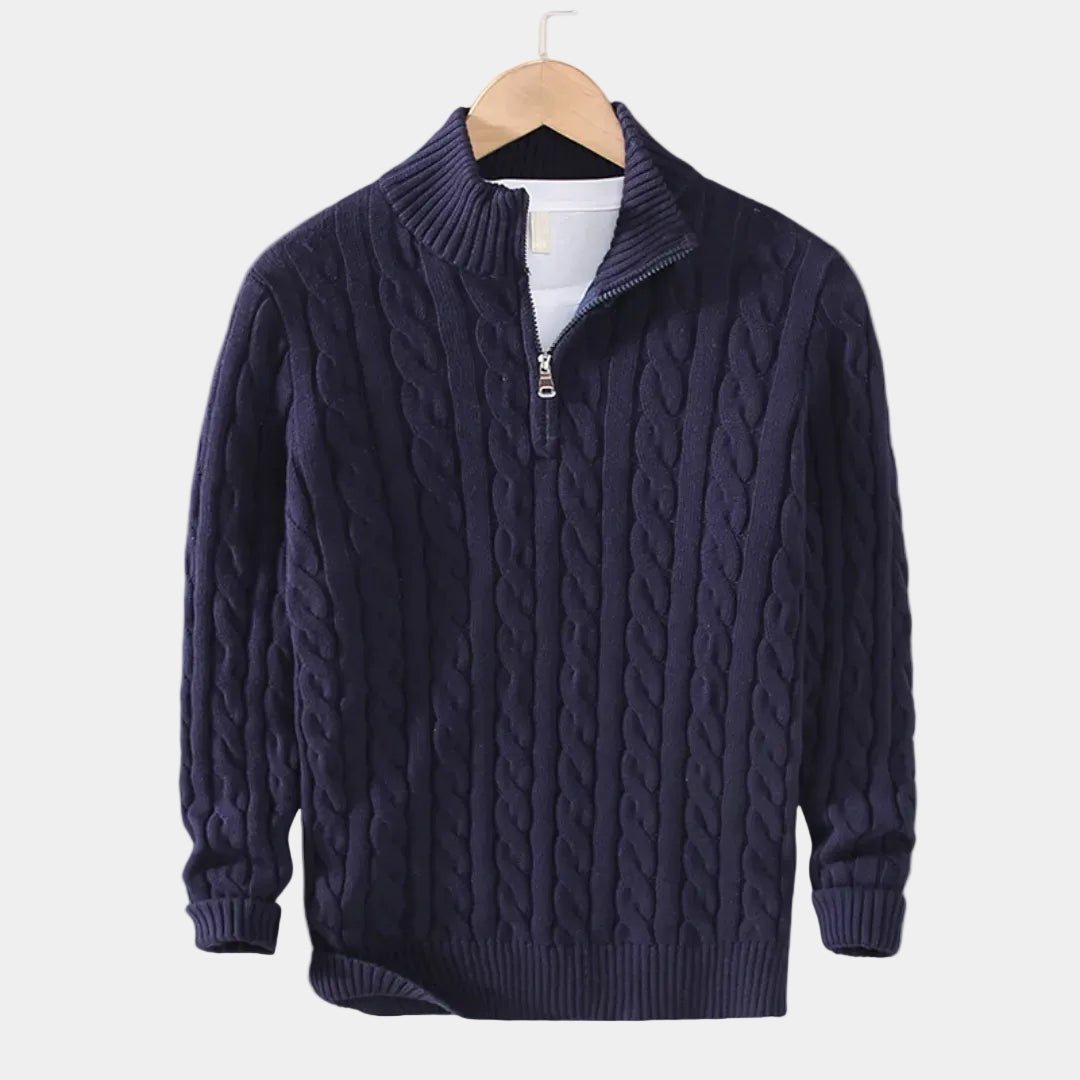 Pull homme demi-zip - Bleu marine