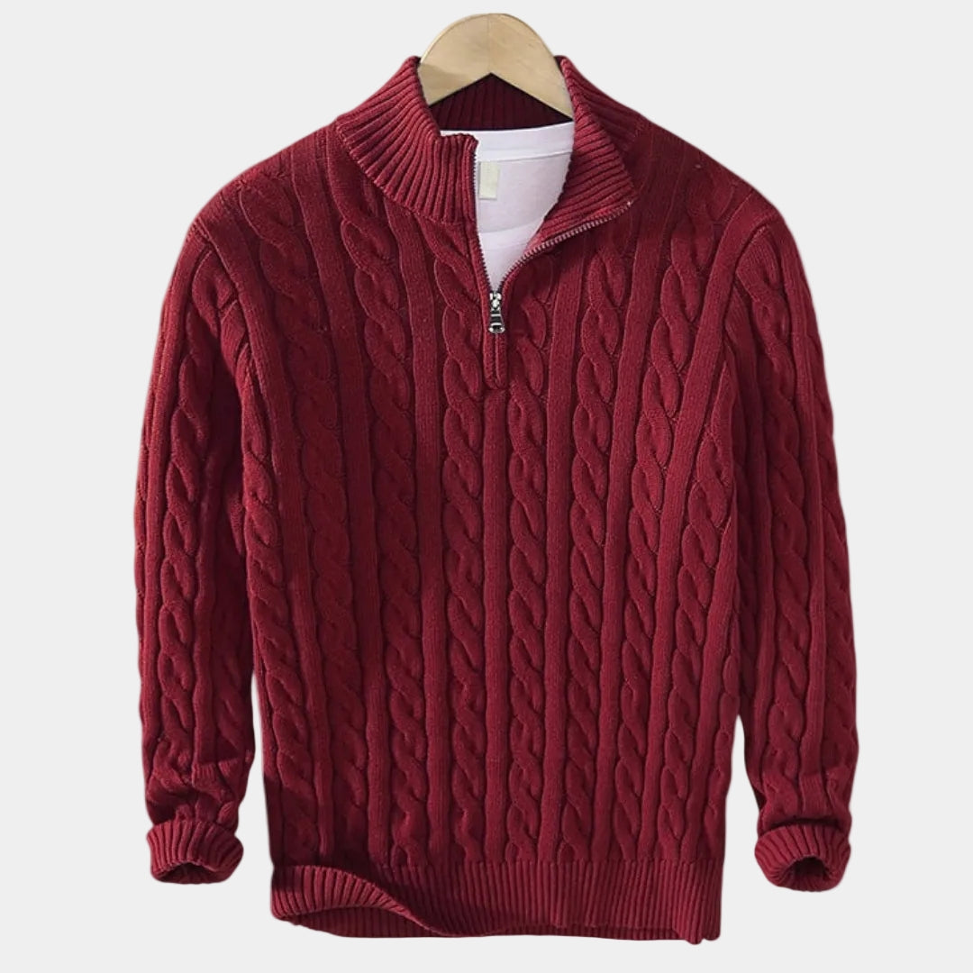 Pull homme demi-zip - Bordeaux