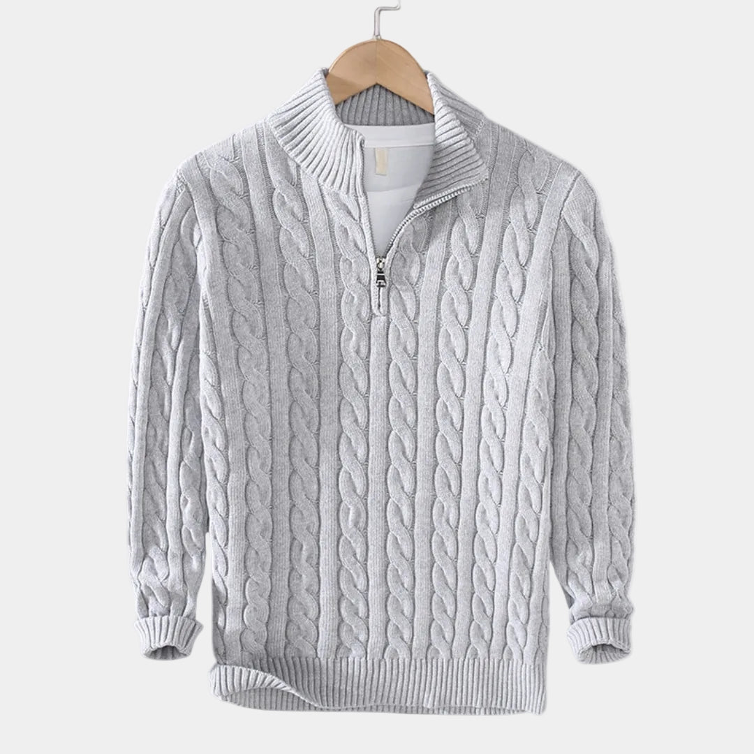 Pull homme demi-zip - Gris