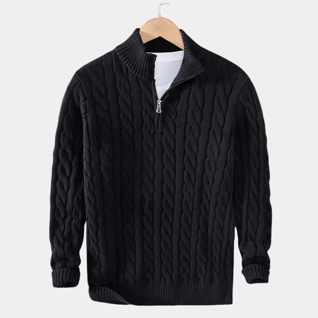 Pull homme demi-zip - Noir