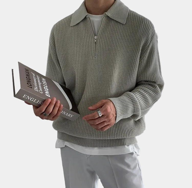 Pull homme demi-zip - Gris