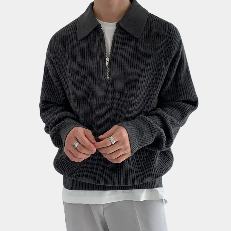 Pull homme demi-zip - Noir