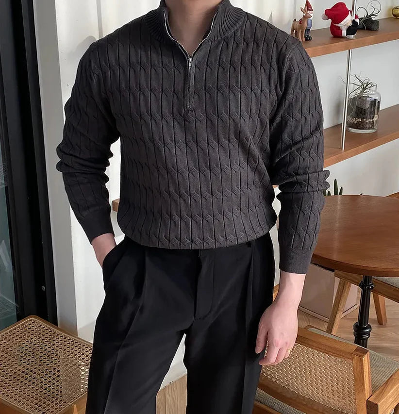 Pull homme demi-zip - Noir