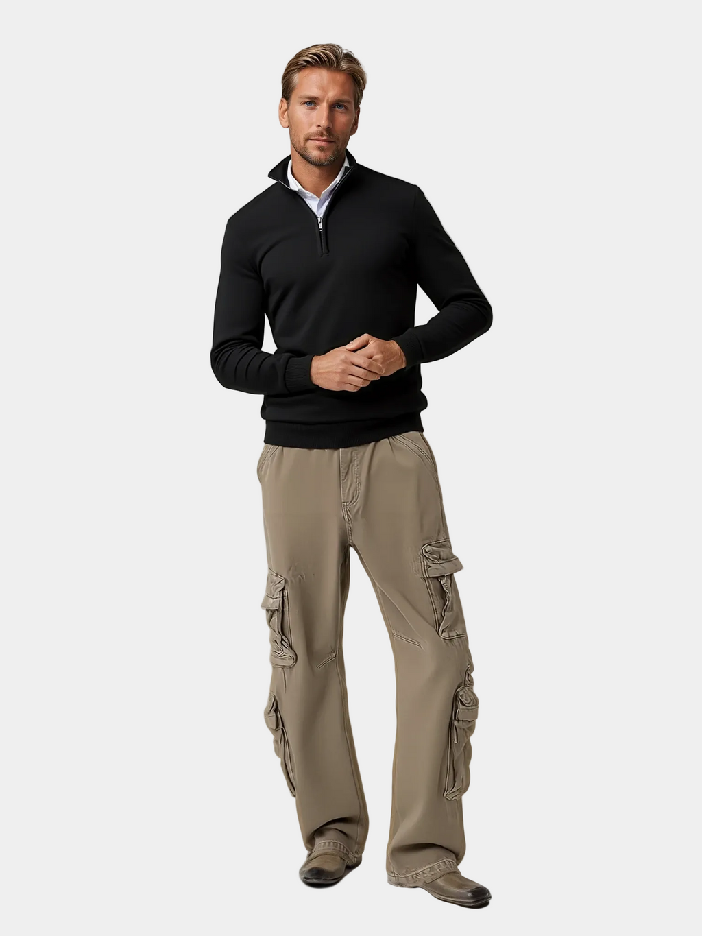 Pull homme demi-zip col montant - image 2