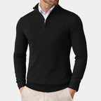 Pull homme demi-zip col montant - Noir