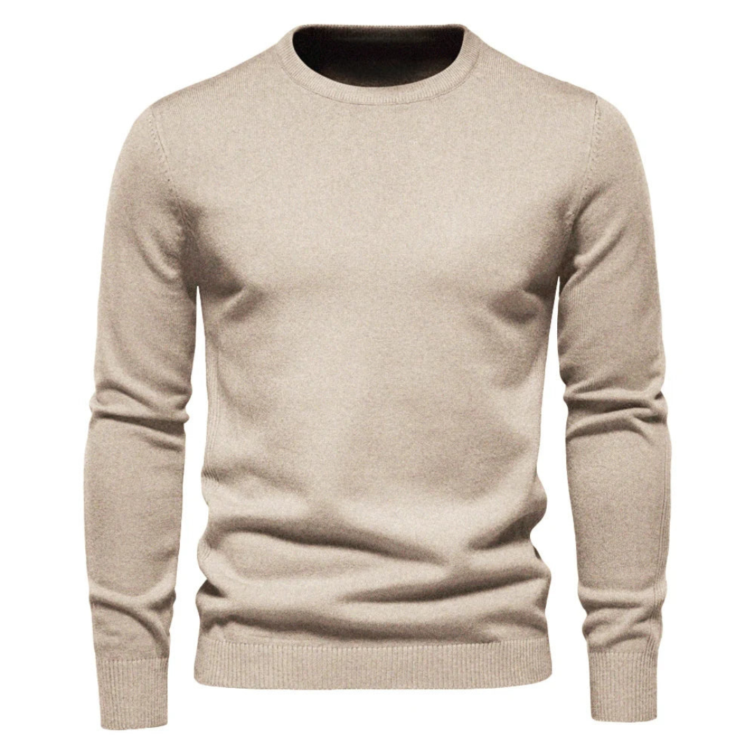 Pull Homme en Maille Élégante Premium – Col Rond Décontracté - Beige