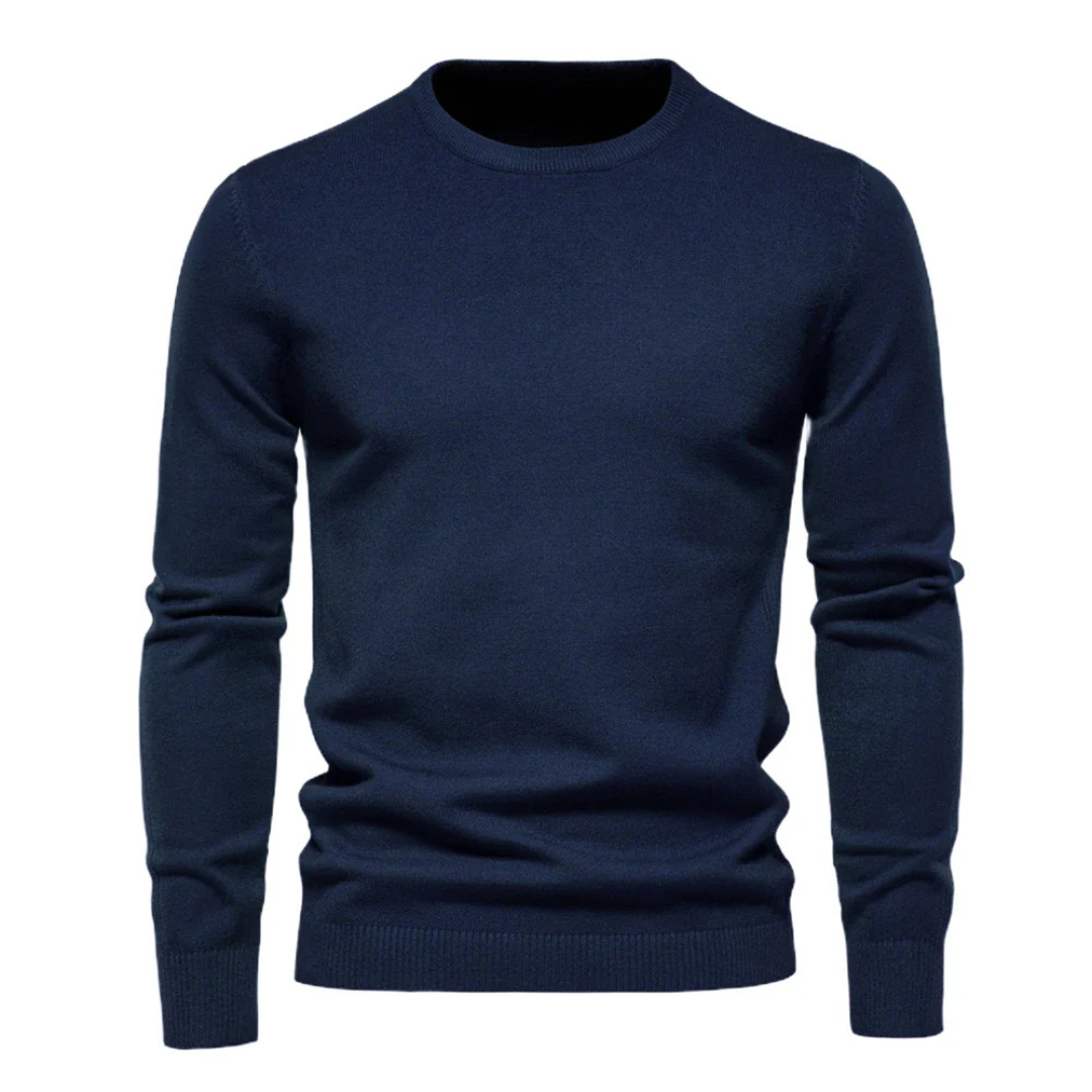 Pull Homme en Maille Élégante Premium – Col Rond Décontracté - Bleu foncé