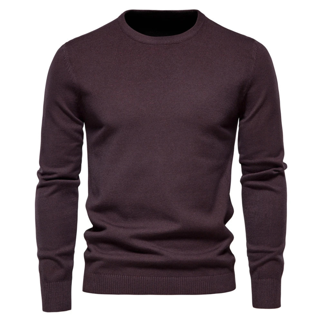 Pull Homme en Maille Élégante Premium – Col Rond Décontracté - Bourgogne