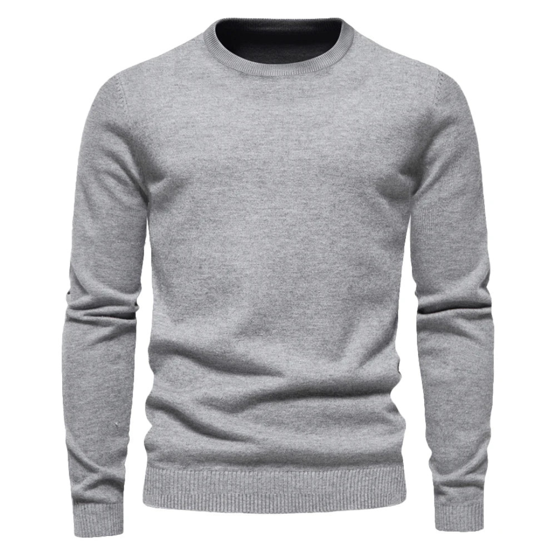 Pull Homme en Maille Élégante Premium – Col Rond Décontracté - Gris