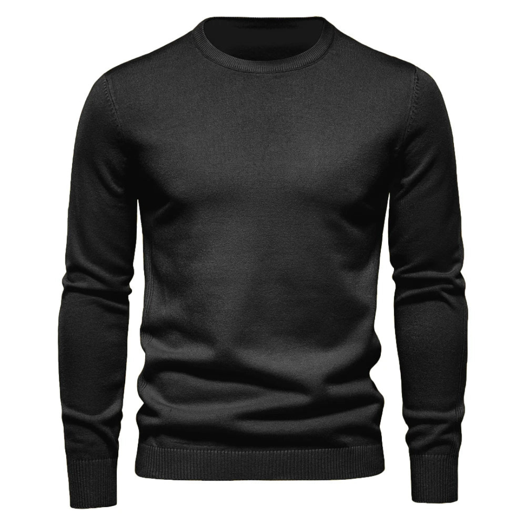Pull Homme en Maille Élégante Premium – Col Rond Décontracté - Noir