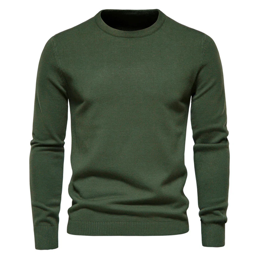 Pull Homme en Maille Élégante Premium – Col Rond Décontracté - Vert foncé