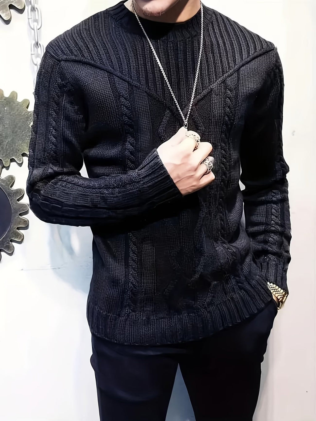 Pull Homme en Maille Texturée - image 2