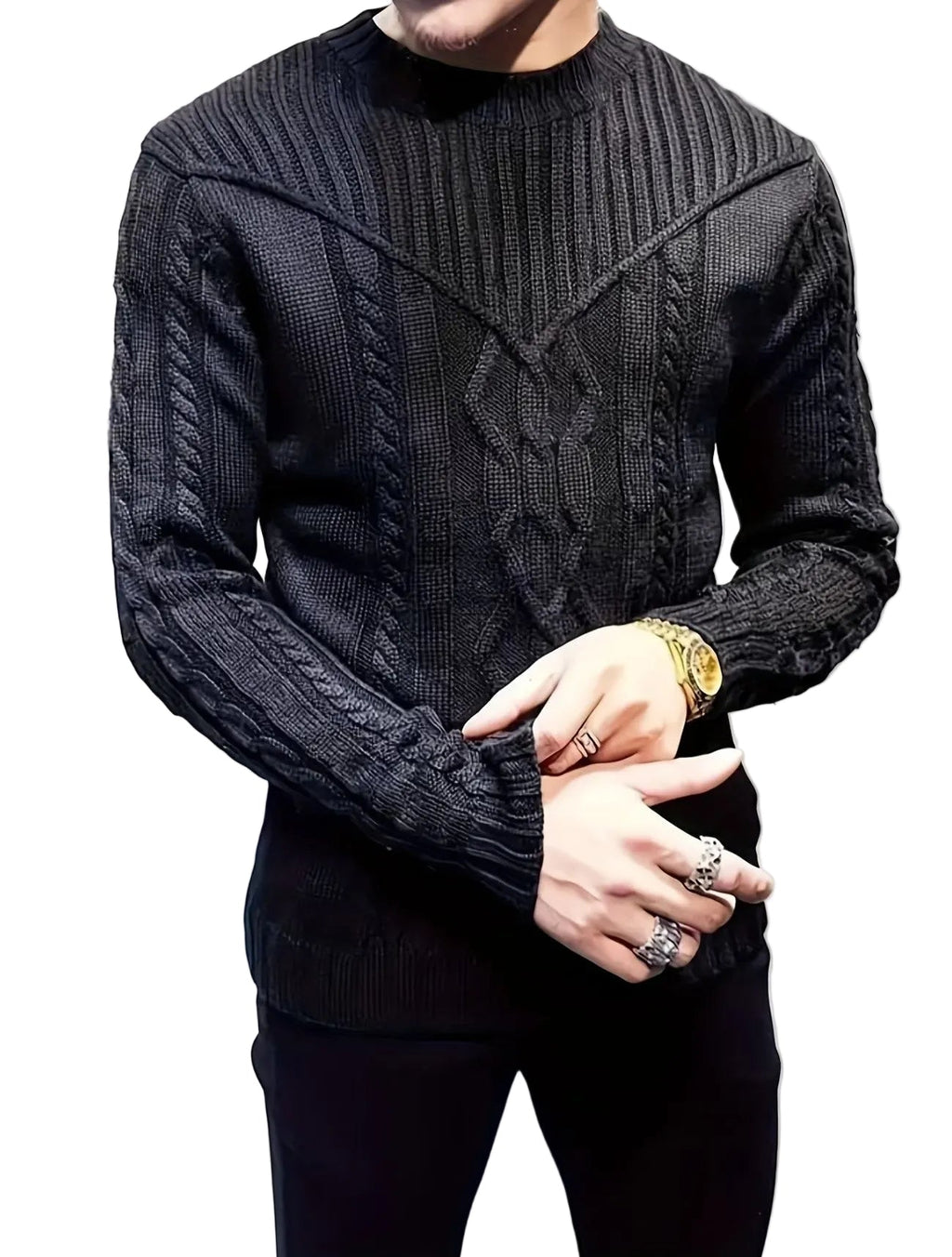 Pull Homme en Maille Texturée - Noir