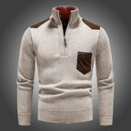 Pull Homme Hiver à Col Montant et Fermeture Quart de Zip – Maille Douce avec Poche - image 2