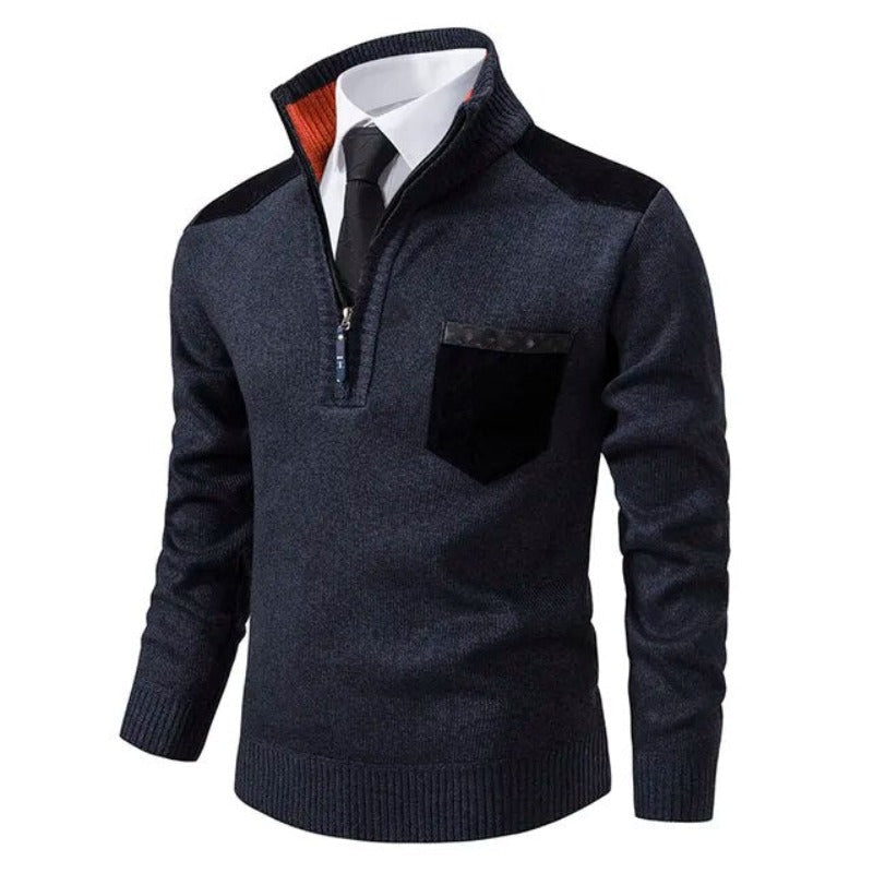 Pull Homme Luxe Doux d’Automne – Maille Confort Élégante - Bleu foncé