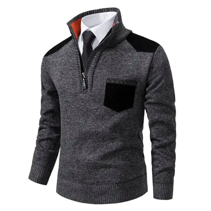 Pull Homme Luxe Doux d’Automne – Maille Confort Élégante - Gris foncé