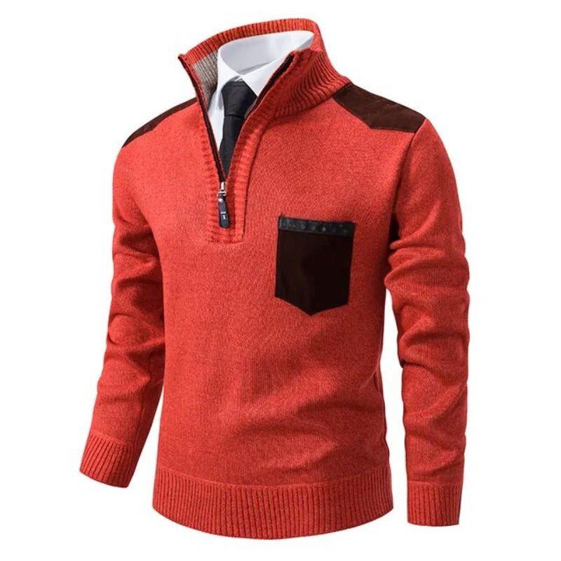 Pull Homme Luxe Doux d’Automne – Maille Confort Élégante - Orange