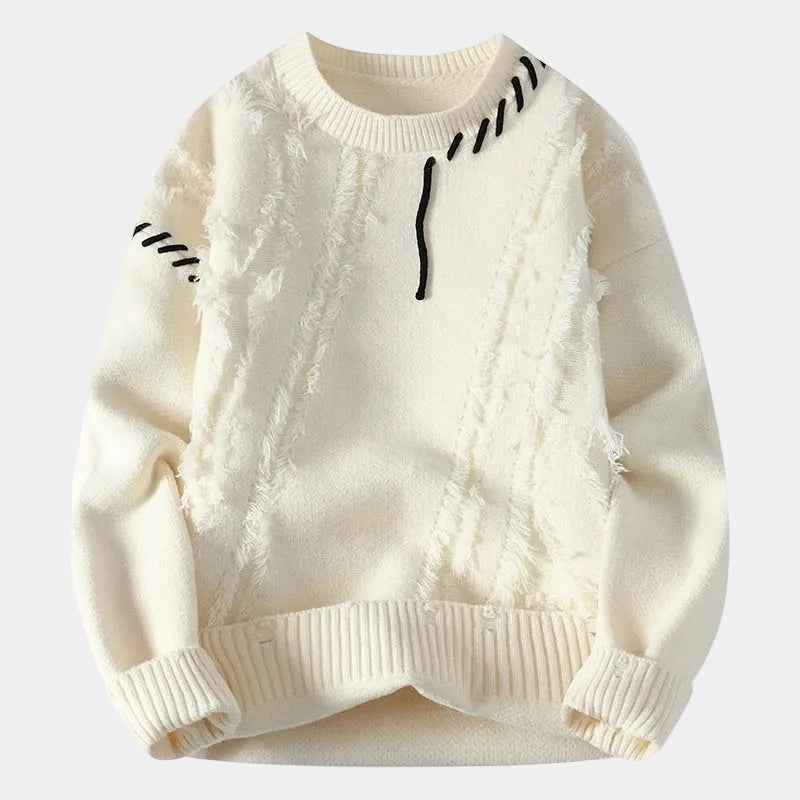 Pull homme texturé col rond - Blanc