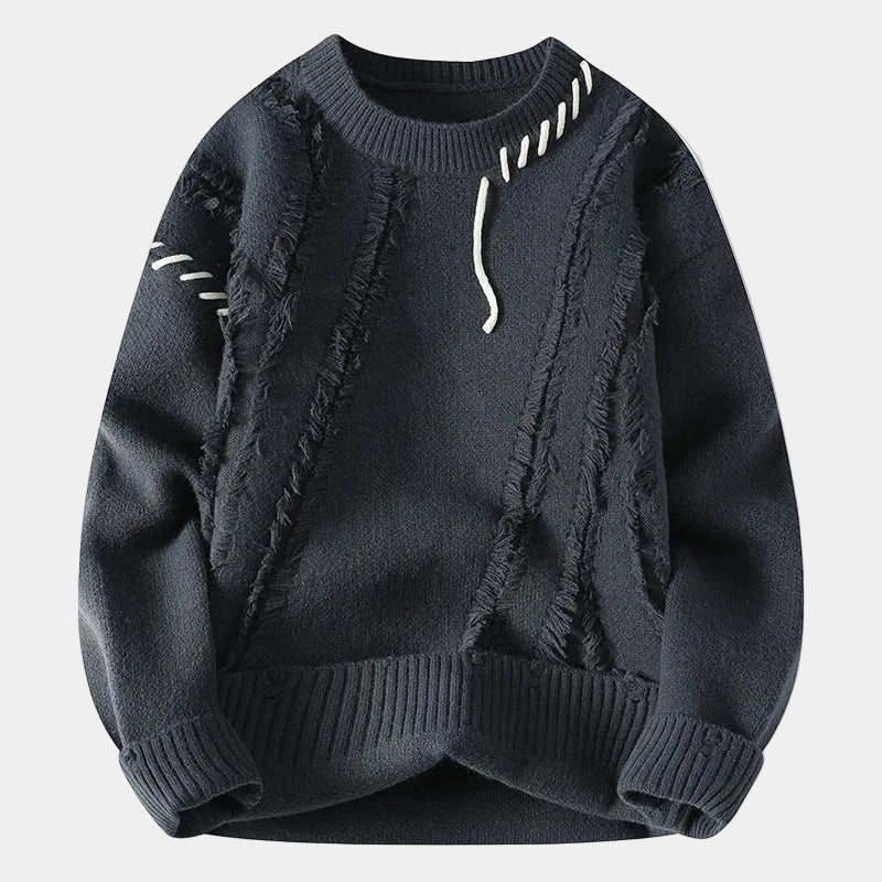 Pull homme texturé col rond - Gris