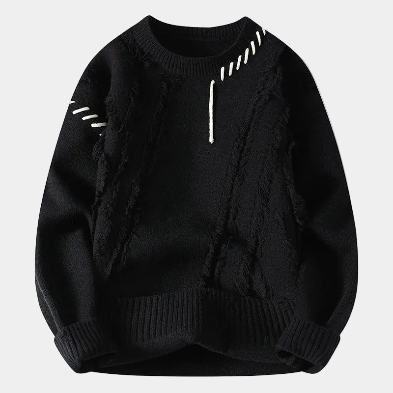Pull homme texturé col rond - Noir