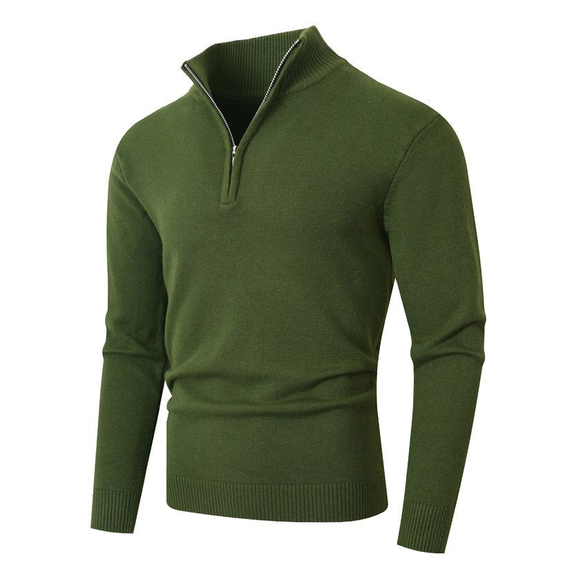 Pull homme zippé - Vert armée