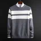 Pull ras du cou à rayures pour homme – Tricot confortable et élégant - Gris foncé