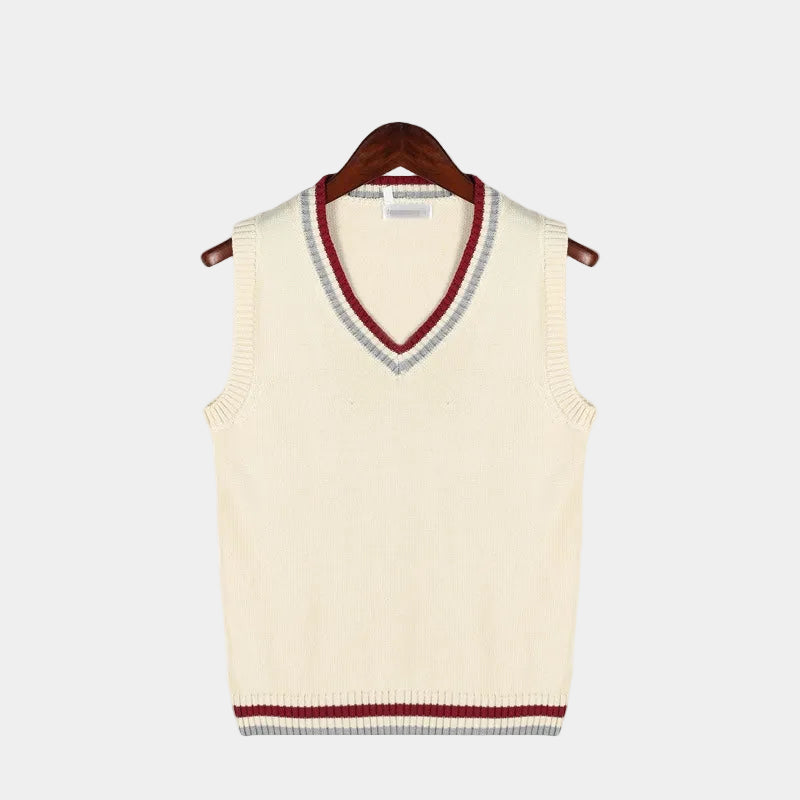 Pull sans manches homme col V - Beige