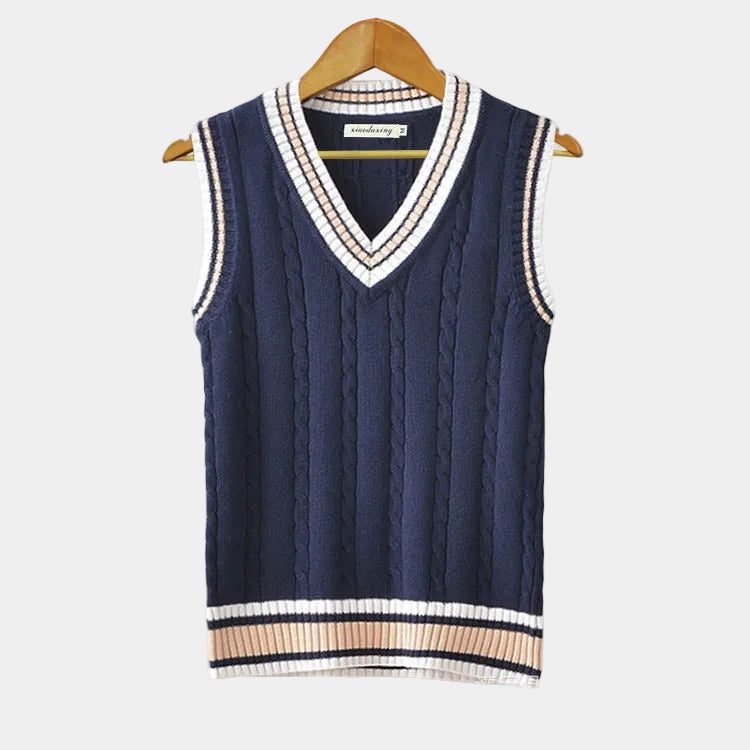Pull sans manches homme col V - Bleu