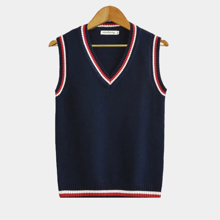 Pull sans manches homme col V - Bleu marine