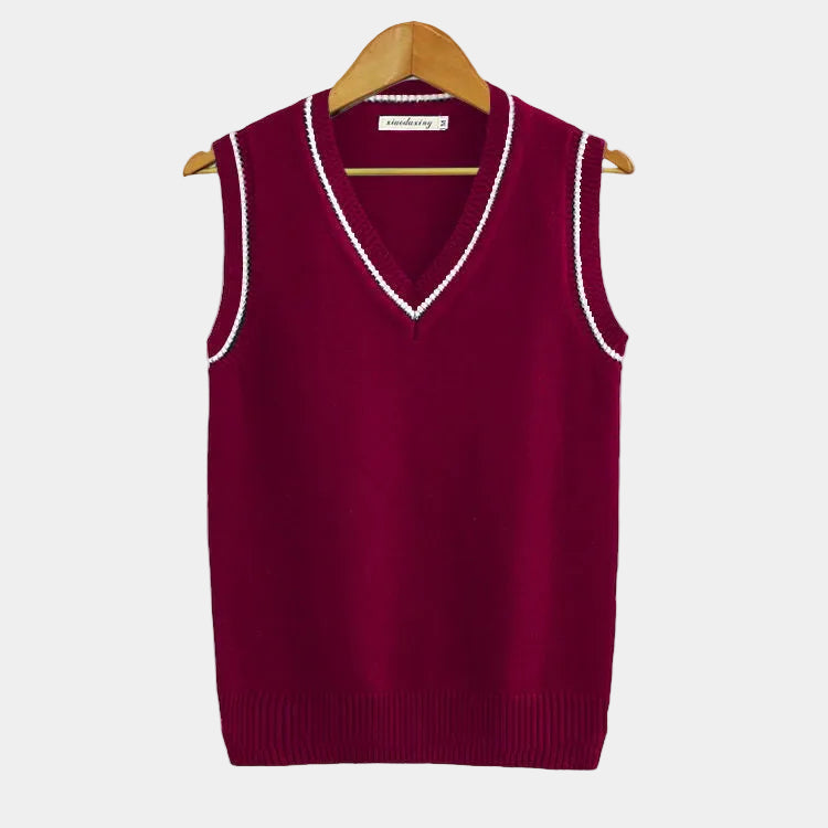 Pull sans manches homme col V - Bordeaux
