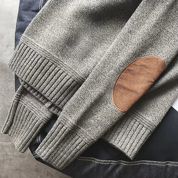 Pull Tricoté Premium pour Homme – Pull Marron à Coudières - image 5