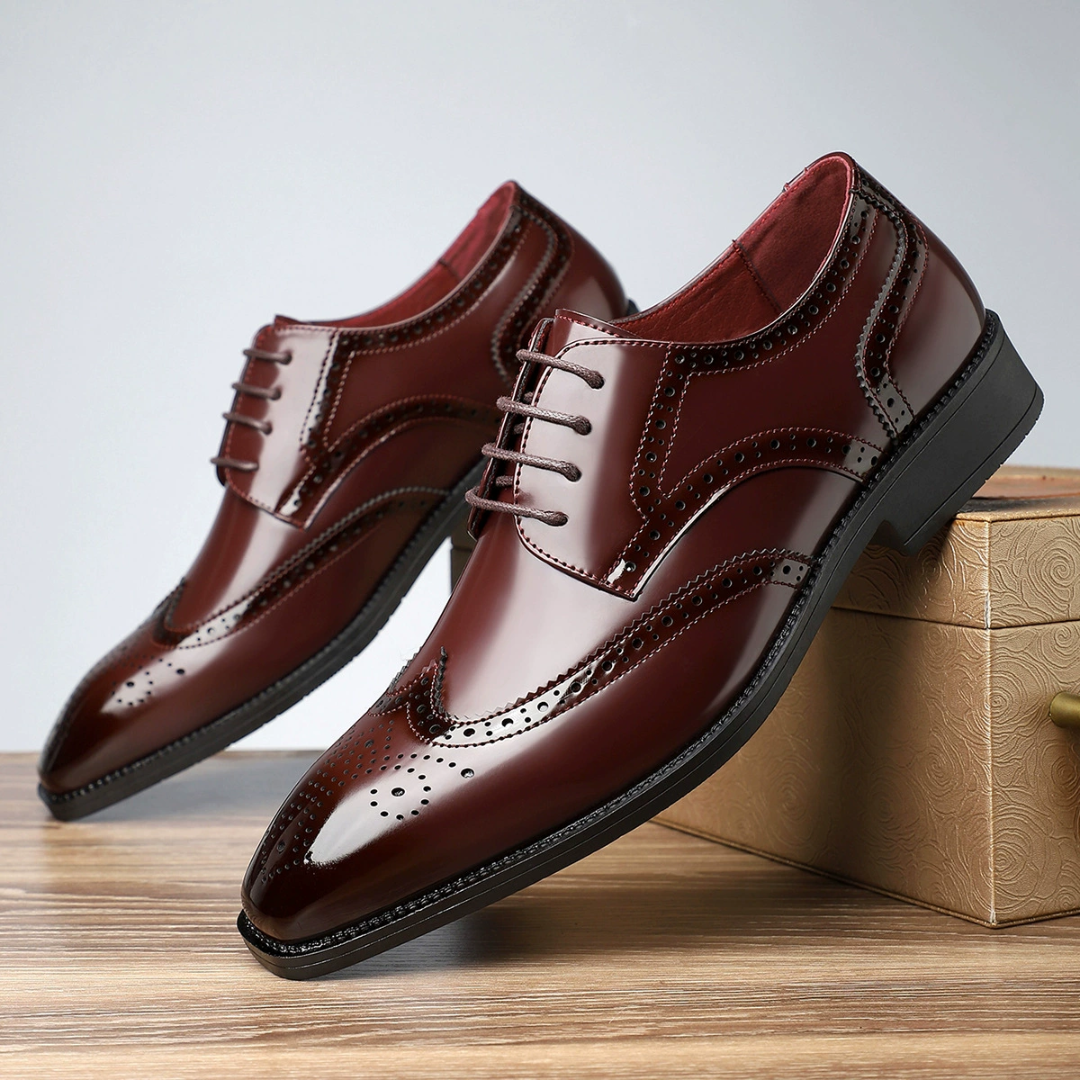 Richelieu homme bout fleuri - Bordeaux
