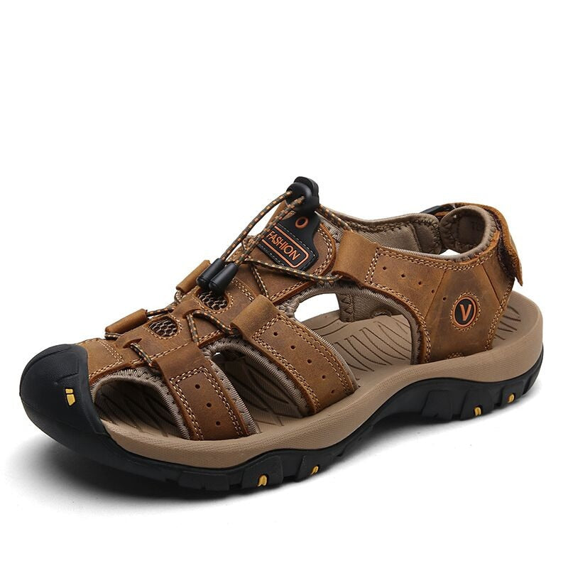 Sandales en cuir | Sandales confortables et élégantes pour homme - Brun