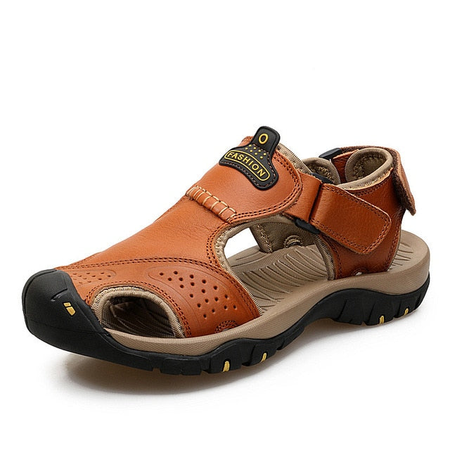 Sandales en cuir | Sandales confortables et élégantes pour homme - Café