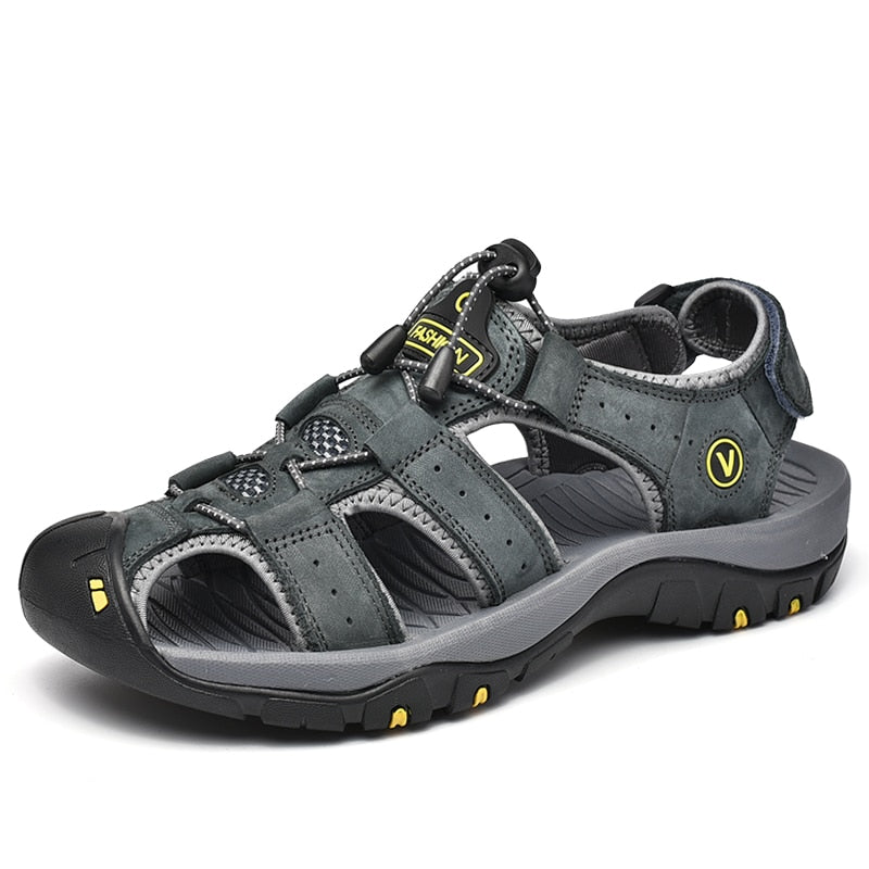 Sandales en cuir | Sandales confortables et élégantes pour homme - Gris