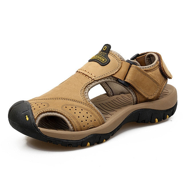 Sandales en cuir | Sandales confortables et élégantes pour homme - Kaki - image 8