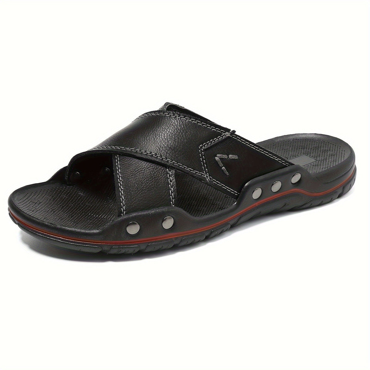 Sandales homme à enfiler à brides croisées - Noir