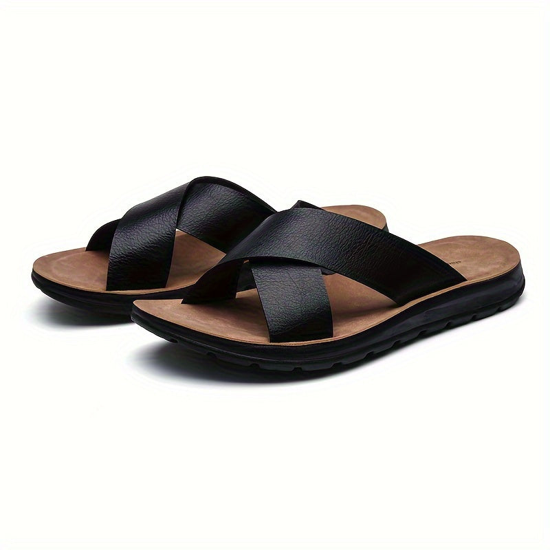 Sandales homme à larges brides - Marron/Noir